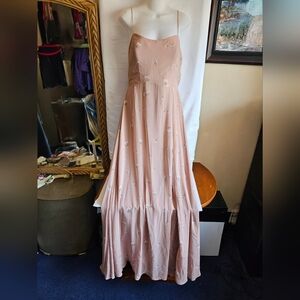 Jenny Yoo Blush Floral Embroidered Maxi Dress Size 12 NWOT